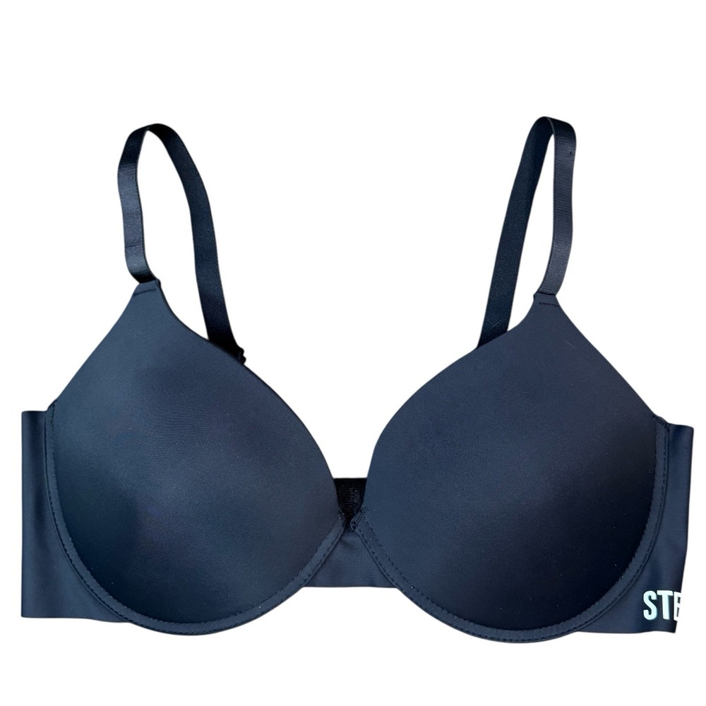 Steve Madden‎ Spell out Logo Push-Up Black Bra Size 38C NWOT S-1